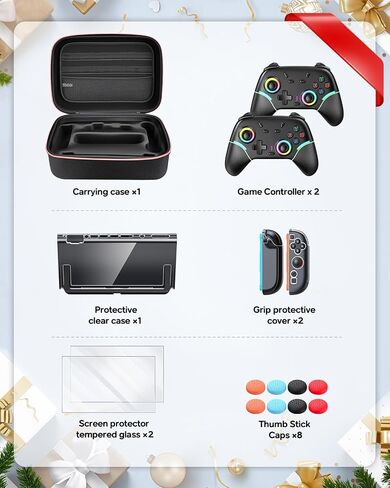 Switch 2 Accessories Bundle, 22 in 1 Game Kits, Hard Shell Carrying Case in Kuwait