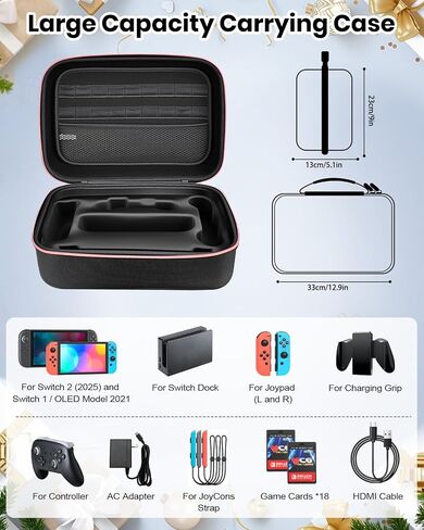 Switch 2 Accessories Bundle, 22 in 1 Game Kits, Hard Shell Carrying Case in Kuwait