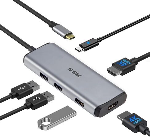 SSK 6 in 1 USB C Hub Dual Monitor,Universal USB C Dock in Kuwait
