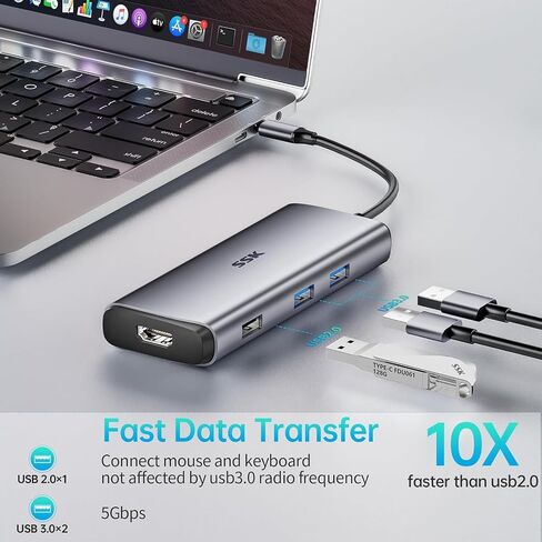 SSK 6 in 1 USB C Hub Dual Monitor,Universal USB C Dock in Kuwait