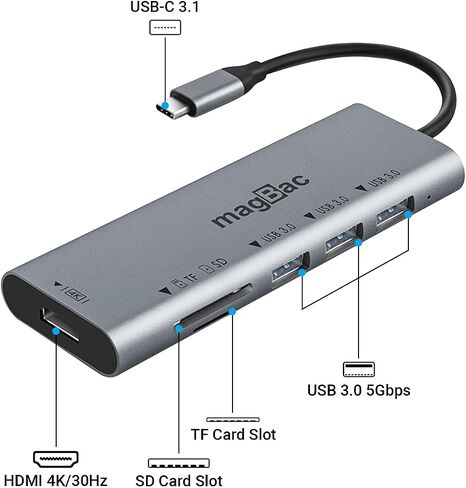 MagBac 6-in-1 Portable USB C Docking Station, 4K HDMI Display Dock, in Saudi Arabia