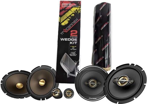 Car Audio Speaker Bundle 6.5" 2-Way Pioneer TS-A653CH Component Speakers and 6.5" 4-Way TS-A1681F Coaxial Speakers with Wedge Sound Dampening Material in Saudi Arabia