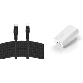 Belkin BoostCharge Pro Flex Braided USB Type C to Lightning Cable (3M/10ft) and Belkin 37-Watt USB-C Wall Charger Bundle in Kuwait