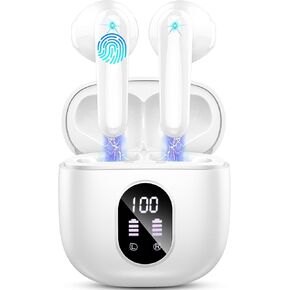 Wireless Earbuds, Bluetooth Headphones V5.4 Stereo Bass Ear Buds with ENC Noise Cancelling Mics,56H Bluetooth Earbuds with LED Display Charging Case, IP7 Waterproof Earphones for Android iOS【Mini】 in Saudi Arabia