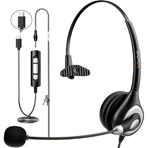 Wantek Headset with Microphone for PC Wired Headphones - USB C 3.5mm Headsets with Noise-Cancelling Microphone for Laptop in Kuwait