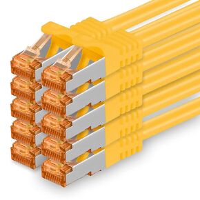 Cat.7 ethernet Cable 0,25m - Yellow - 10 Pieces - Cat7 LAN Network 10GBASE-T - 10000 Mbps (Sftp Pimf) Double Shielded patchcable RJ45 Plug Cat.6a in Kuwait