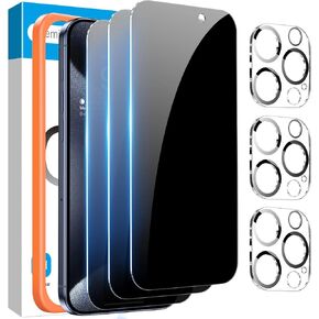 Fotbor [3+3 Pack Privacy Screen Protector for iPhone 17 Pro Max, 26° Anti-Spy & Blue Light Filter Tempered Glass with 3 Camera Lens Protectors, 3X Reinforced, Easy Alignment in Kuwait