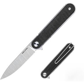 REALSTEEL IRIS Pocket Knife, Folding Knife, Flipper, Liner Lock, 2.99" 12C27 Steel Blade, Lightweight G10 Handle, 1.74oz, Deep-carry Pocket Clip, EDC Outdoor Indoor, Gifts for Men Women Camping Hiking Climbing Fishing (Carbon Fiber laminate G10) in Kuwait