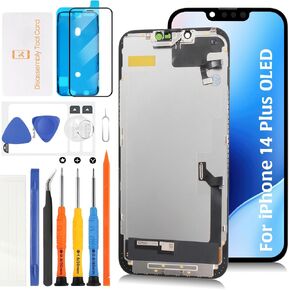 for iPhone 14 Plus OLED Screen Replacement with Proximity Sensor Flex Cable 6.7" Display Assembly Touch Digitizer Repair Kit A2649 A2881 A2884 A2883 A2882 (Hard OLED, Same Notch Size) in Kuwait
