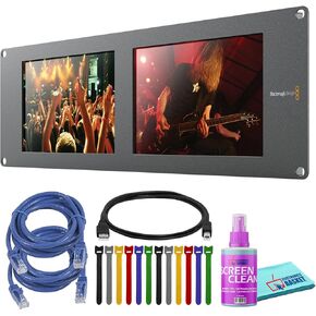 ELECTRONICS BASKET Black Magic Design SmartScope Duo 4K Rack-Mounted Dual 6G-SDI Monitors (HDL-SMTWSCOPEDUO4K2) + Cleaning Kit + 2 x Ethernet Cable + More (6pc Bundle) in Kuwait
