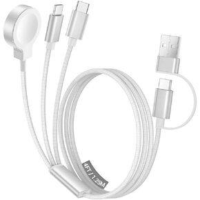 2Pack for Apple Watch Charger, 3 in 2 Multi Charging Cable, iPhone Charger, USB A/Type C Cable, Portable Travel Essentials Designed for iWatch Ultra/SE/11-1 & iPhone 17-12/ iPad-5Ft in Kuwait