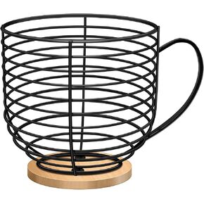 BYTEAIDREX Coffee Pod Holders for Counter - K Cup Holders for Counter - Coffee Pods Storage Organizer - Bar Accessories - Large Capacity Black Wire Kup Storage with Wooden Base. in Saudi Arabia