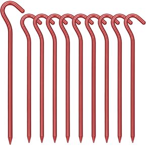 10 Pack Aluminum Tent Stakes - 7 Inch Lightweight Metal Ground Stakes Tent Pegs - Camping Hook Stakes for Tent, Rain Tarps, Canopies, Gardening, Inflatables and Outdoor Decorations in Saudi Arabia