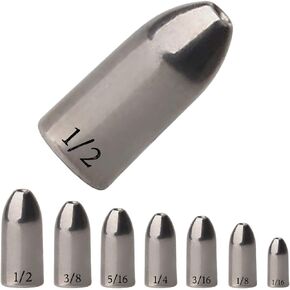 Reaction Tackle Tungsten Worm Weights for Bass Fishing - Bullet Sinkers for Texas Rig and Carolina Rig - Size Stamped Freshwater and Saltwater in Kuwait
