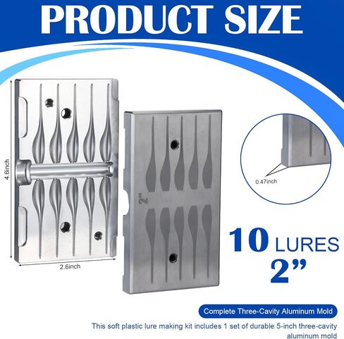 Soft Plastic Mold Lure Making Injection Molds Fishing Lures Crappie 2'' 10 Cavity Aluminum Quality Soft Plastic Molds Bait Making Injection Mold for Anglers Fishing Lovers in Saudi Arabia
