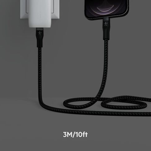 Belkin BoostCharge Pro Flex Braided USB Type C to Lightning Cable (3M/10ft) and Belkin 37-Watt USB-C Wall Charger Bundle in Kuwait