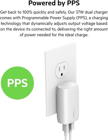 Belkin BoostCharge Pro Flex Braided USB Type C to Lightning Cable (3M/10ft) and Belkin 37-Watt USB-C Wall Charger Bundle in Kuwait