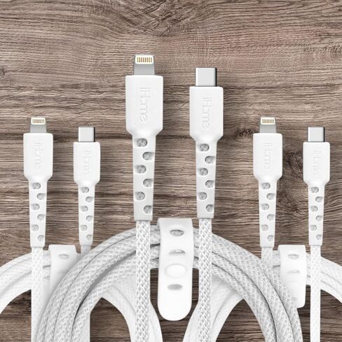Durable Nylon Braided Lightning to USB-C Charging Cable with Silicone Wrap, 3-pack by iHome in Kuwait
