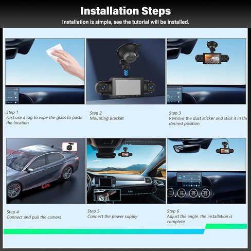 UNITOPSCI 4 Channel 360° Dash Cam Front Rear Inside Left Right, 3 Inch IPS Screen, 8 IR Night Vision, Loop Recording, G-Sensor, Parking Assistance, 24H Parking Monitor in Kuwait
