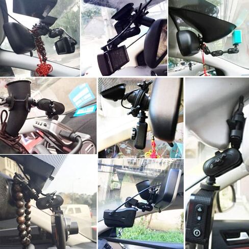 Kakalote Dash Cam Mount, Car Interior Holder Camera Bracket Dash Cam Mount Holder Dash Camera Rear View Mirror Mount Holder Kit Suit for Most Dash Cam(Black) in Kuwait
