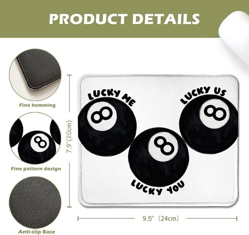 Trendy Retro Lucky 8 Ball Black and White Mouse Pad 9.5x7.9in in Kuwait