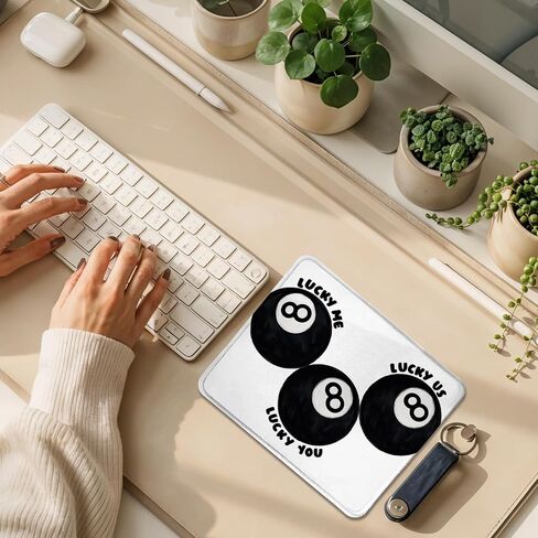 Trendy Retro Lucky 8 Ball Black and White Mouse Pad 9.5x7.9in in Kuwait