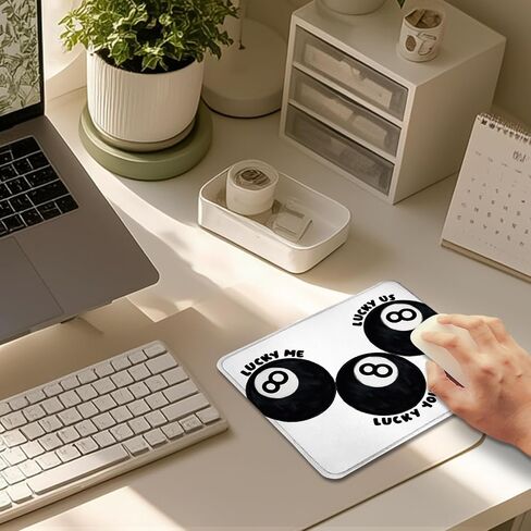 Trendy Retro Lucky 8 Ball Black and White Mouse Pad 9.5x7.9in in Kuwait