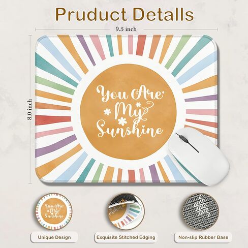 Boho Colorful Sunshine Mouse Pad 9.5x8 Inch, You are My Sunshine Inspirational Mouse Pads for Computer Laptop Office Desk Accessories, Gifts for Women Girls in Kuwait