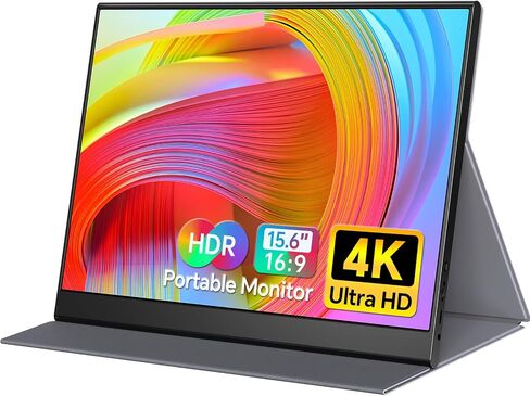 WGK 15.6 inch Portable Monitor 1080P FHD Travel Display HDMI/USB-C Compatible with Laptops, Desktops, Phones, PS, Mac, Xbox, Switch, and Other Gaming Devices Includes Stand and Speakers VESA in Kuwait