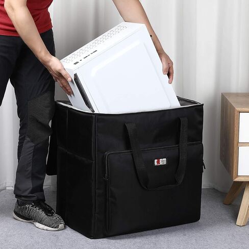BUBM Desktop Computer Carrying Case, Padded Nylon Carry Tote Bag for Transporting Computer Tower PC Chassis, Keyboard, Cable and Mouse, Desktop Computer+ Monitor Bag, 3 light 24", Travel in Kuwait