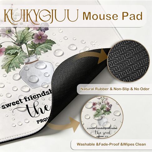 Christian Mouse Pad 9.5x8 Inch, Christian Friendship Gifts for Women, Proverbs 27:9 Bible Verse Mouse Pads for Computer Laptop Desk, Office Desk Accessories in Kuwait