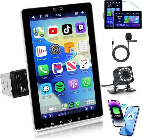 Rimoody 10.4 Inch Car Stereo Single Din Wireless Carplay Touch Screen in Kuwait