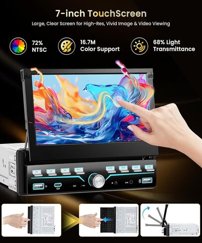 MAHVEC Single Din Touchscreen Car Radio with Wireless CarPlay Android Auto in Kuwait