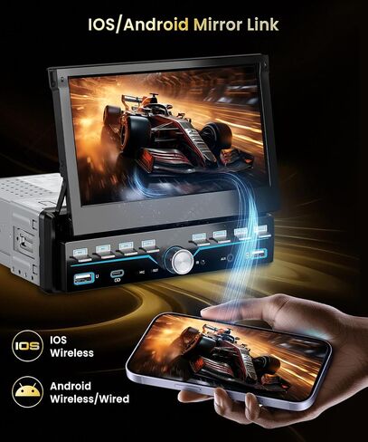 MAHVEC Single Din Touchscreen Car Radio with Wireless CarPlay Android Auto in Kuwait