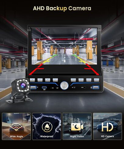 MAHVEC Single Din Touchscreen Car Radio with Wireless CarPlay Android Auto in Kuwait