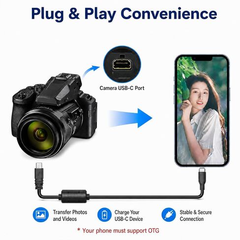 5FT USB Picture Transfer Charging Cable with USB C Connector UC-E6 UC-E16 UC-E17 Compatible with Select Nikon Coolpix & DSLR Cameras, Suitable for Smartphones, Laptops, MacBook with USB C port in Kuwait