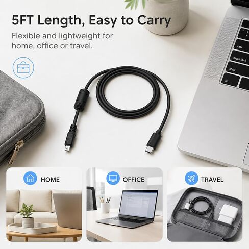 5FT USB Picture Transfer Charging Cable with USB C Connector UC-E6 UC-E16 UC-E17 Compatible with Select Nikon Coolpix & DSLR Cameras, Suitable for Smartphones, Laptops, MacBook with USB C port in Kuwait