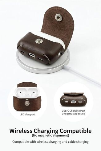 VogDUO Genuine Leather AirPods Pro 3 Case - Handcrafted Wireless Charging Holder, AirPods Pro 3rd gen Case Cover, Premium Holster, Compatible with Apple AirPods Pro 3, Qi and MagSafe Charging (Brown) in Kuwait