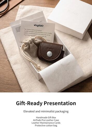 VogDUO Genuine Leather AirPods Pro 3 Case - Handcrafted Wireless Charging Holder, AirPods Pro 3rd gen Case Cover, Premium Holster, Compatible with Apple AirPods Pro 3, Qi and MagSafe Charging (Brown) in Kuwait