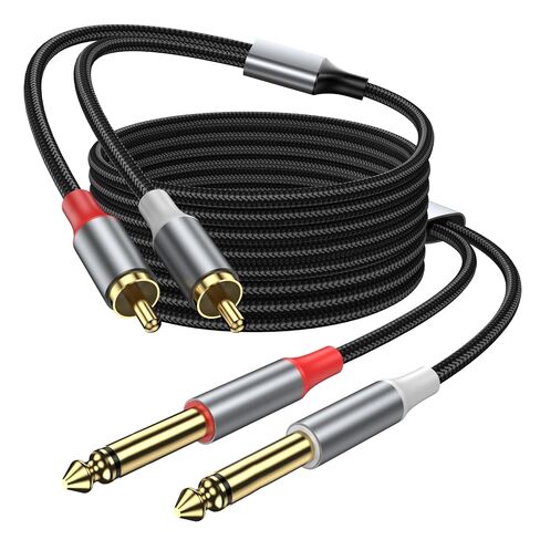 RCA to 1/4 inch Cable, Dual 1/4" TS Stereo Jack Male to 2 RCA Male Stereo Heavy Duty Audio Cable, Gold Plated Copper Shel Dual RCA Male Adapter, 3FT. in Saudi Arabia
