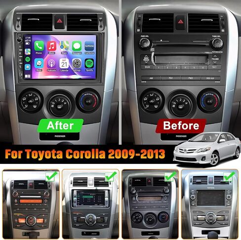 9 inch Touchscreen Car Radio Stereo for Toyota Corolla 2009-2013 Wireless Carplay Android Auto Navi Volume Knob Backup Camera SWC in Saudi Arabia
