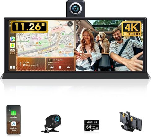 11.26" Carplay Screen for Car 4K Dash Cam 350° Rotate Camera Unique Bracket in Saudi Arabia