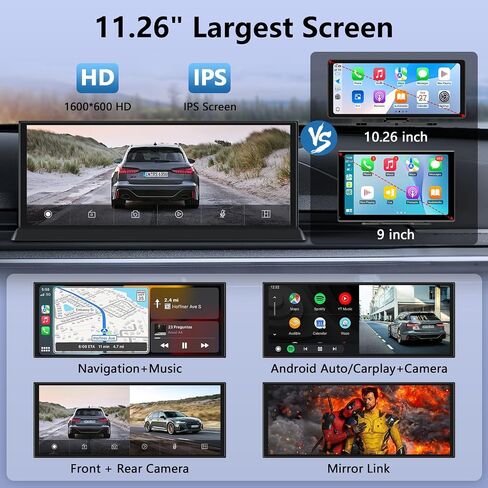 11.26" Carplay Screen for Car 4K Dash Cam 350° Rotate Camera Unique Bracket in Saudi Arabia