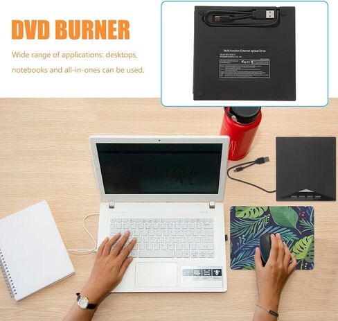 Alasum External DVD Drive USB 3.0 CD Burner Portable DVD Writer for Laptop and Desktop with Plug and Play, Memory Card Slot, Black Plastic Optical Drive in Saudi Arabia