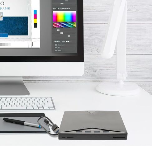 Alasum External DVD Drive USB 3.0 CD Burner Portable DVD Writer for Laptop and Desktop with Plug and Play, Memory Card Slot, Black Plastic Optical Drive in Saudi Arabia
