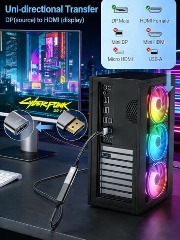 DP to HDMI Adapter, 1080P@120Hz DP Male to HDMI Female Converter in Kuwait