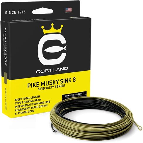 Cortland Specialty Pike Musky Sink 8 Fly Line, Black/Olive in Saudi Arabia
