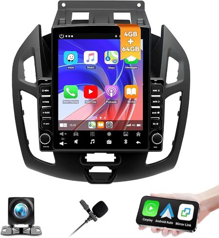 4+64GB Radio Upgrade for Ford Transit Connect 2014 2015 2016 2017 2018, 9.7'' Touch Screen Head Unit with Wireless Carplay Android Auto GPS, WiFi, BT, Mic Backup Camera in Kuwait