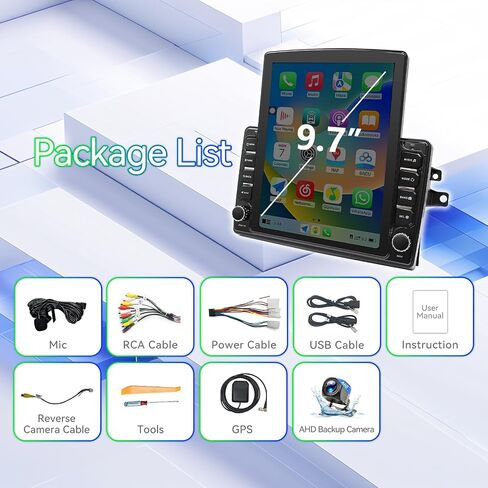Android 15 Car Radio Stereo Compatible with Toyota Sienna 2004-2010,9.7 Inch Touchscreen,Car Stereo Support Wireless Carplay & Android Auto,Bluetooth/GPS/WiFi/Mirror Link/Backup Camera/SWC/FM in Kuwait