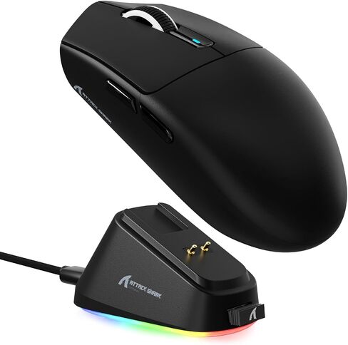 MAMBASNAKE ATTACK SHARK G3PRO Wireless Gaming Mouse, Tri-Mode, Bluetooth/2.4G/USB, 59g Ultra Lightweight,25K DPI,100M Clicks Switches,RGB Magnetic Charging Dock,PAW3311 Sensor,BK52820 Chip-White in Kuwait
